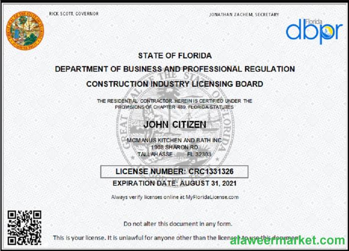 USA Florida Contractor Business license